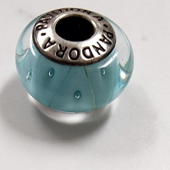 Pandora Blue Looking Glass Murano Charm Sterling Silver Authentic - Picture 3 of 7